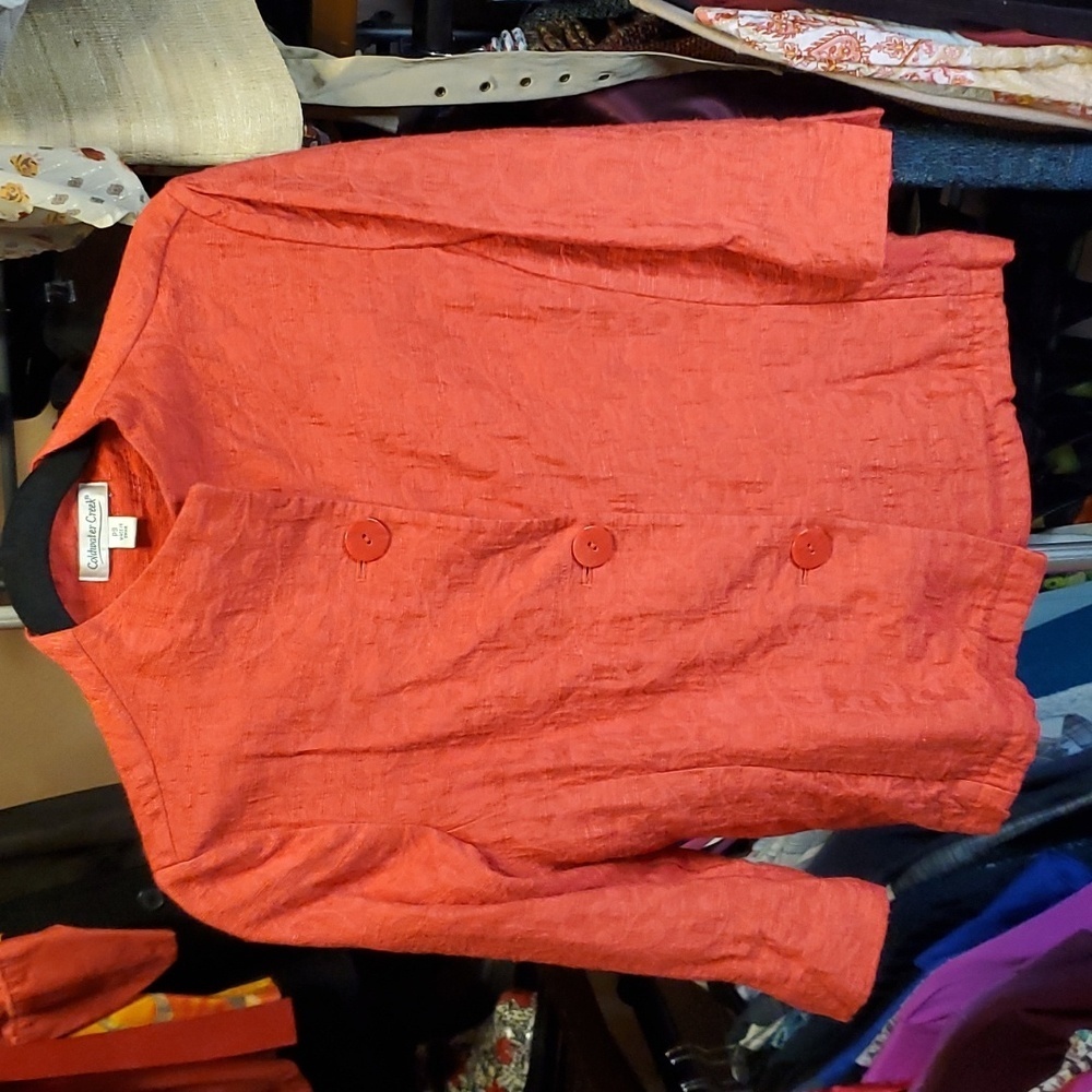 Gorgeous Coral Red Coldwater Creek 3/4 Sleeve Jacket